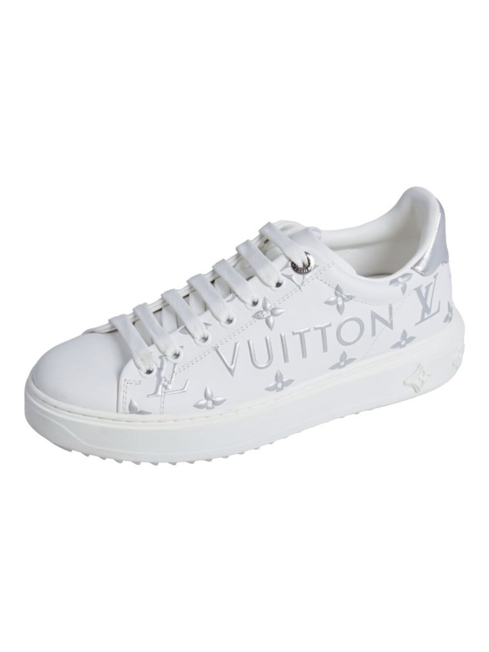 Louis Vuitton Sneakers Time Out Line Monogram Logo Shoes Leather White